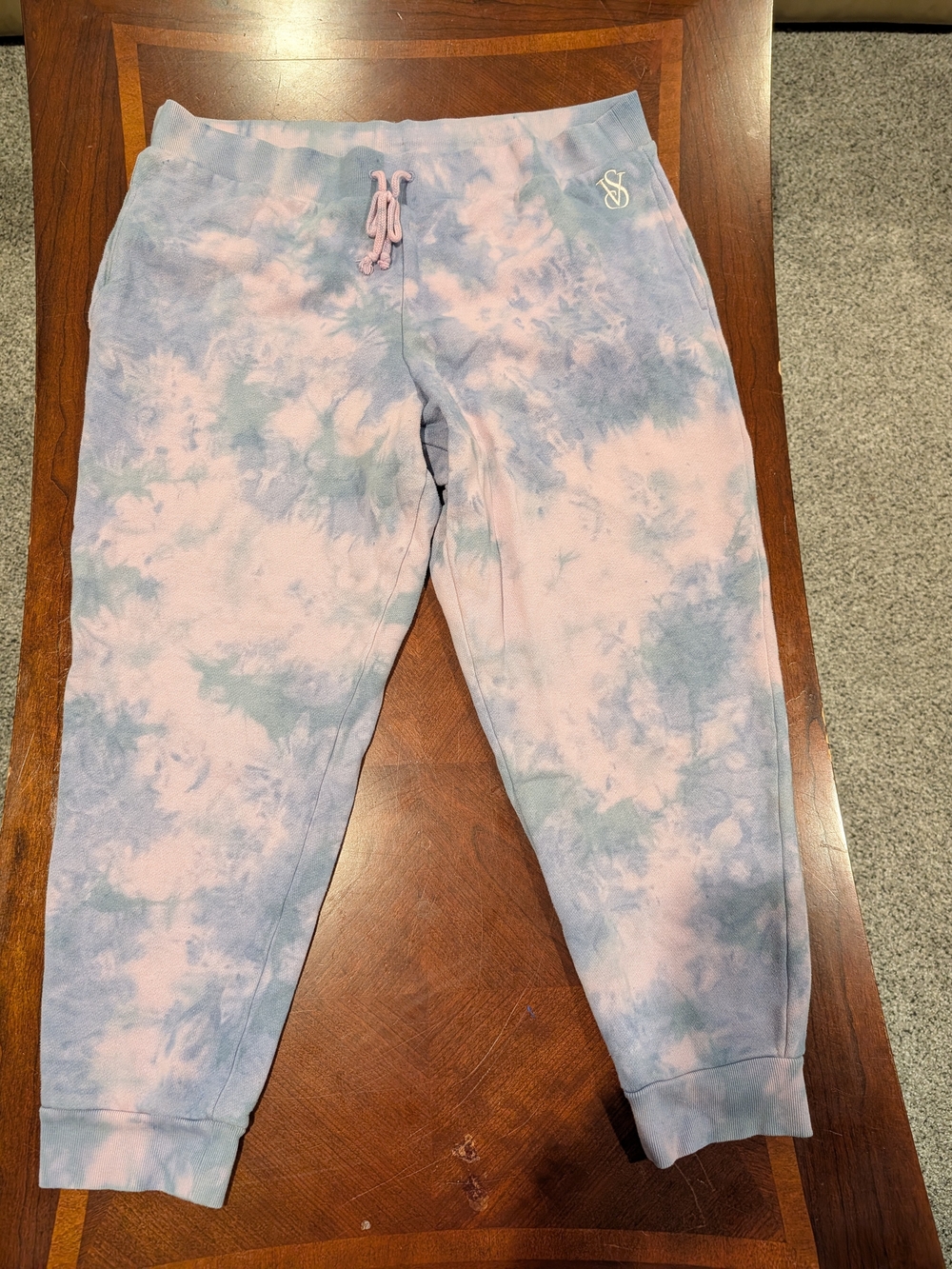 Victoria's Secret Light Pink & Blue Tie-Dye Joggers